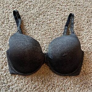 Victoria’s Secret Lined Demi Bra Underwire Multi Way Straps Black 34DDD